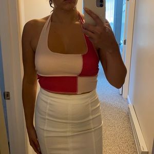 Size 8 pink halter crop top